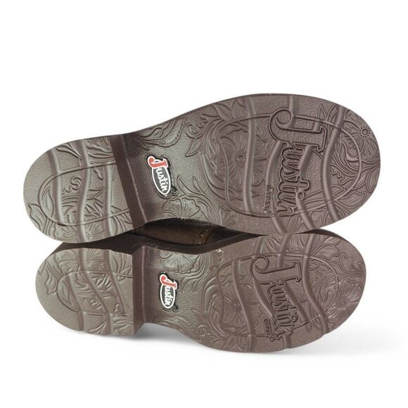 Justin Gemma 8" Round Toe Western Cowboy Boots Dark Brown GY9526 Women's 7B - Picture 8 of 10